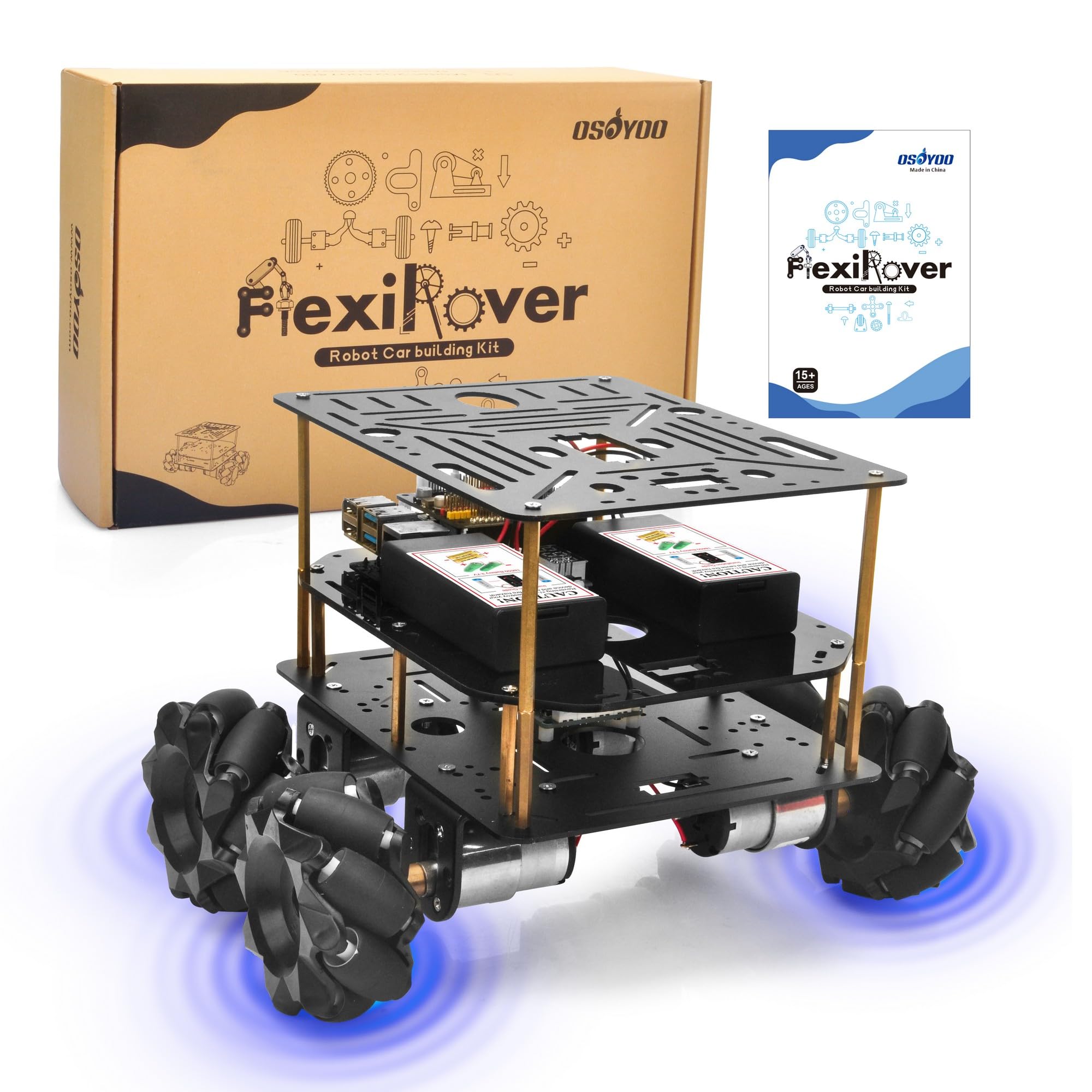 Amazon.co.jp: OSOYOO FlexiRoverロボットカーキット Raspberry Pi用