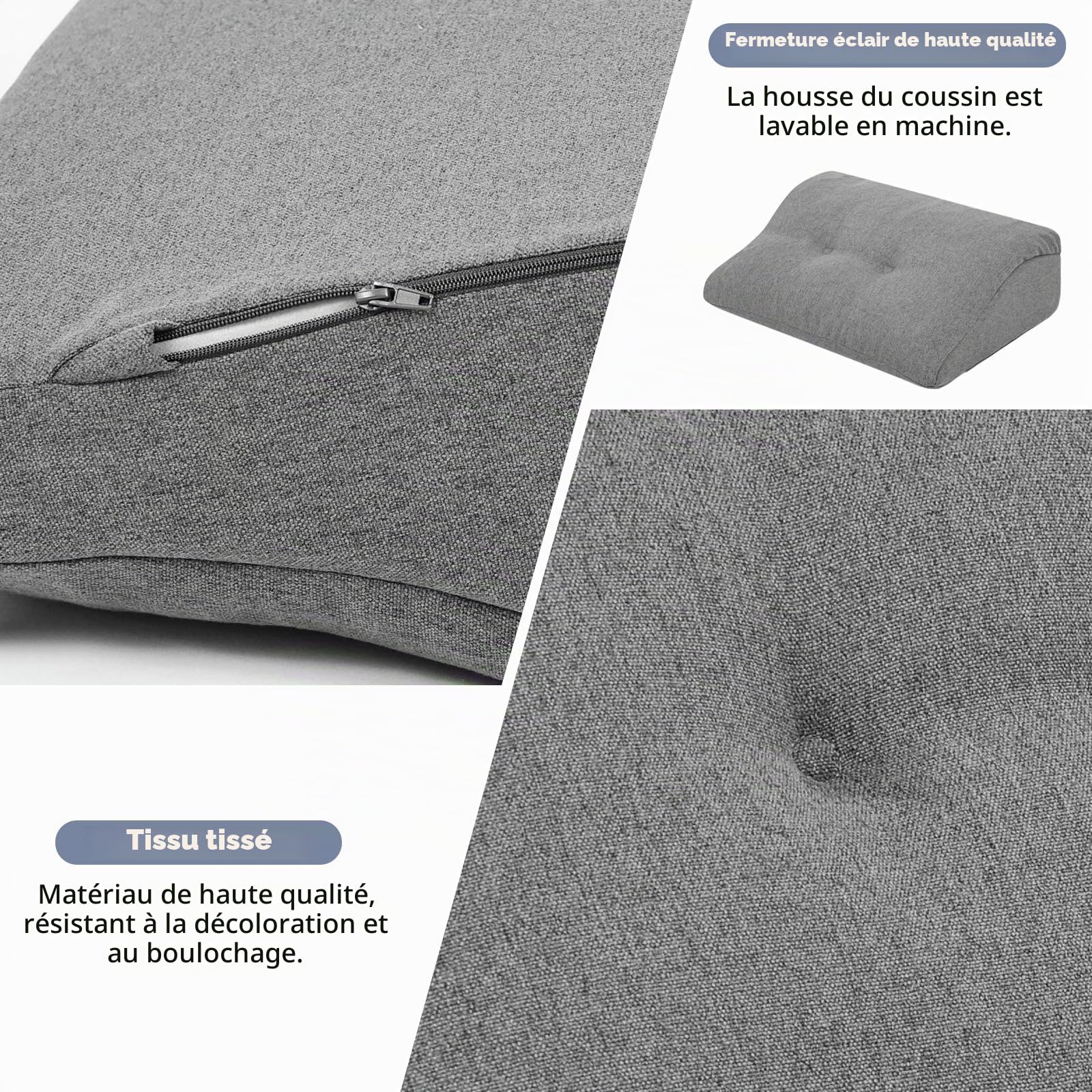 GOFORIT Coussin lombaire ergonomique pour canapé et fauteuil - Double couche en mousse à mémoire de forme avec maintien ferme - Coussin lombaire indéformable pour une assise prolongée - Housse lavable