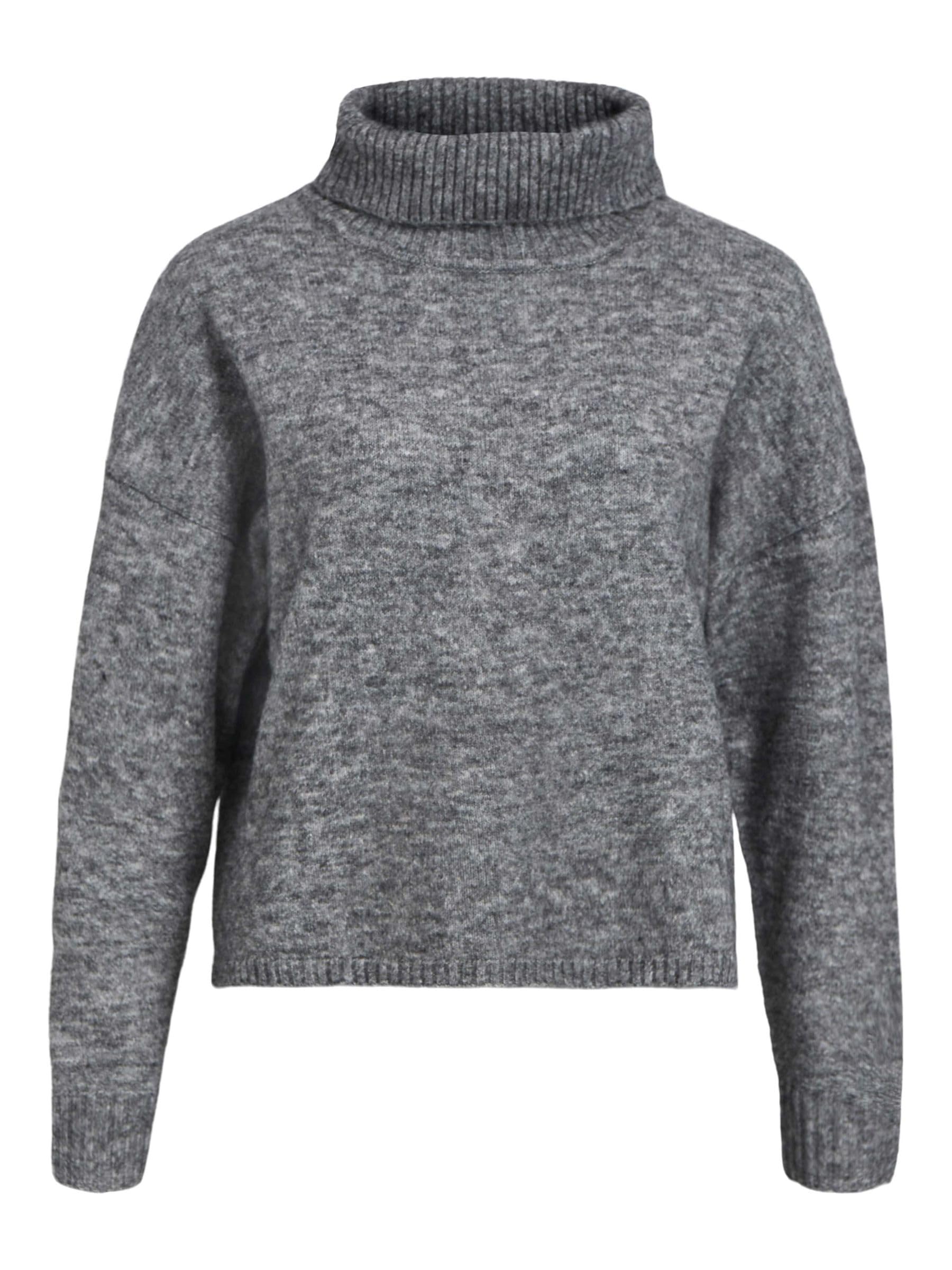 Object Female Pullover Alpaca Wool Blend, Dark Grey Blend, S