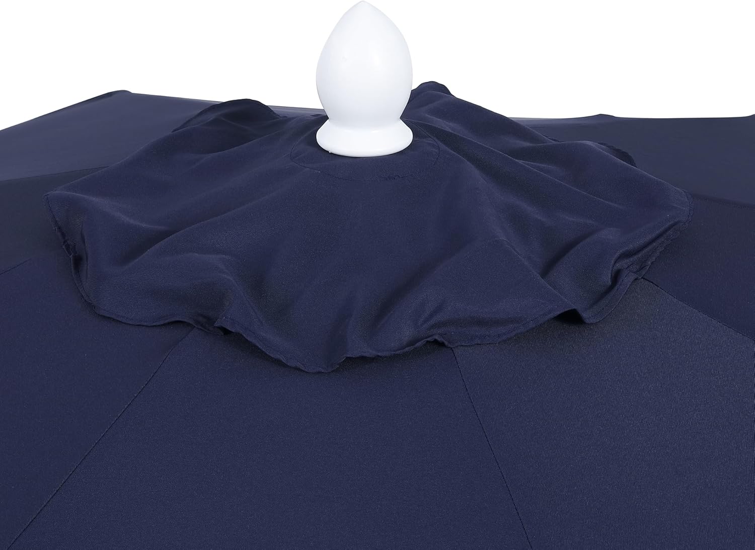 JONATHAN Y UMB1002G Tracy 9 ft. Classic MidCentury Scalloped Fringe Market Patio Umbrella with Auto-Tilt Crank, Wind Vent and UV Protection in Navy/White, White Pole - Image 8