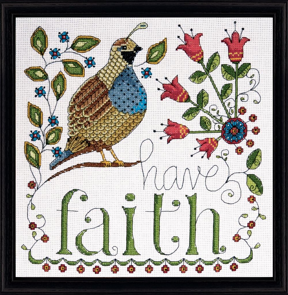 Tobin DW2791 14 Count Heartfelt Have Faith Counted Cross Stitch Kit, 10 by 10-Inch