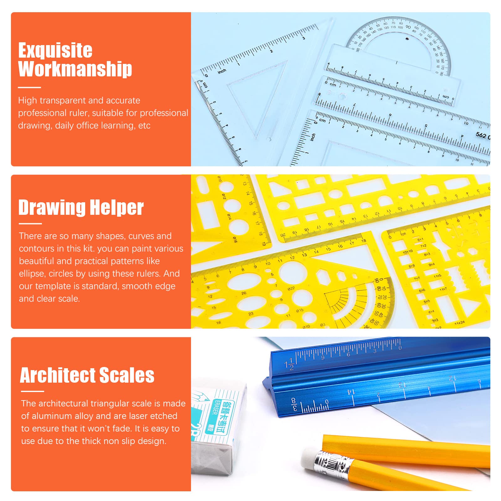 Buy Tanstic 15Pcs Plastic Drawing Template Ruler Geometric Drawings