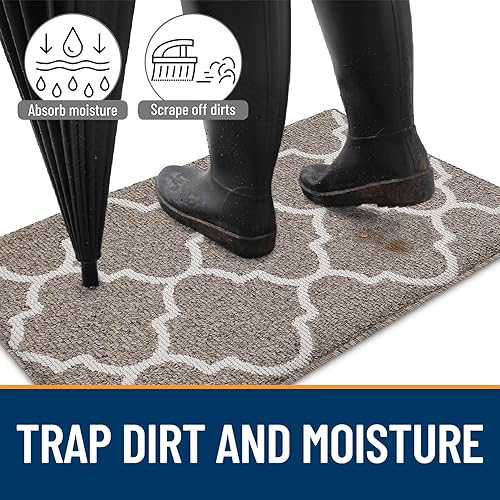 Miniatura 3 de OLANLY Tapete para puerta de interior, de 47 x 20 pulgadas, antideslizante, absorbente, resistente a la suciedad, lavable de perfil bajo, tapete
