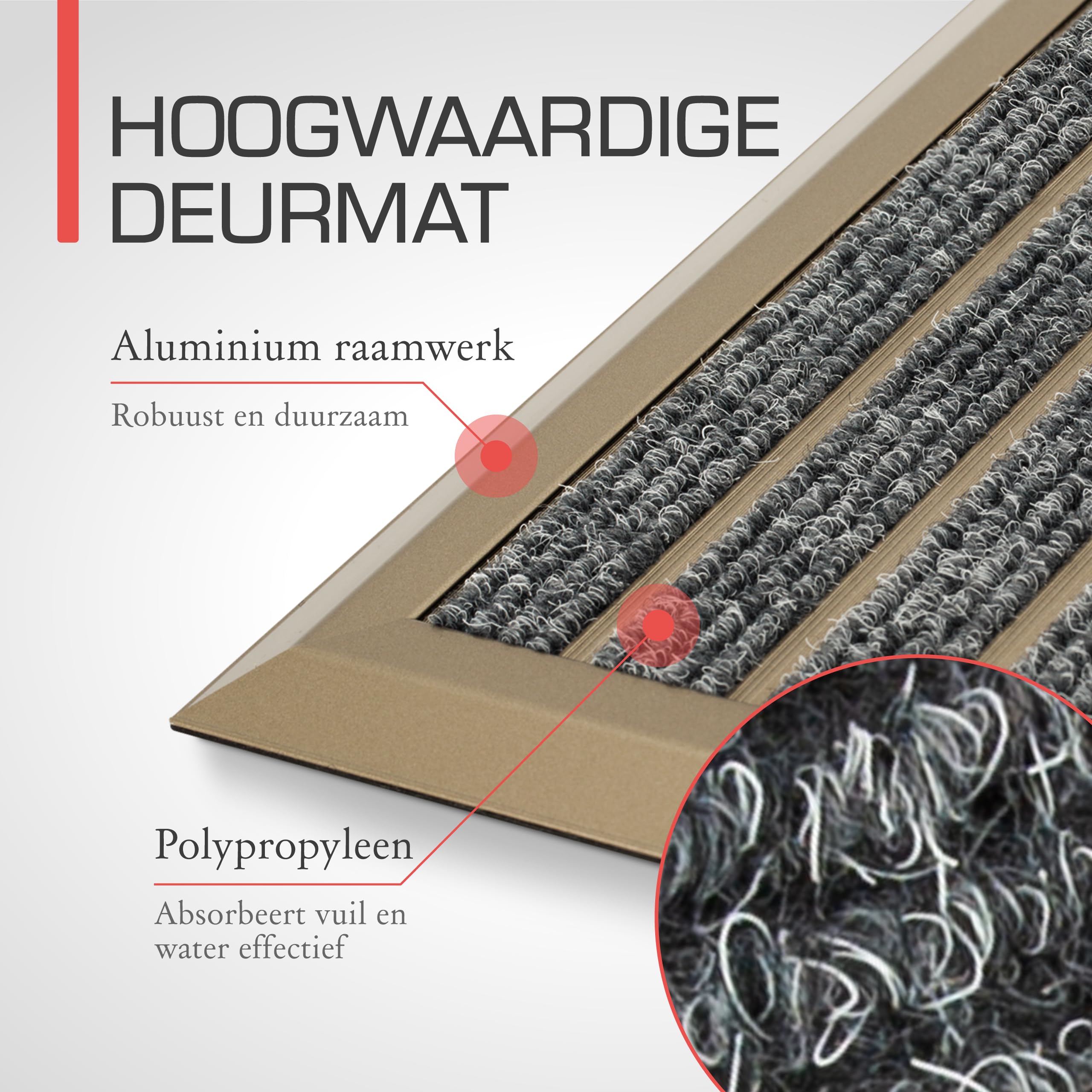 bomoe Aluminium Deurmat 50x80 cm - Vloermat Antislip Roestvrij