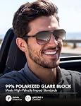 LUENX Lunettes de soleil Aviator carré pour hommes polarisé UV400 Alésages en polygone