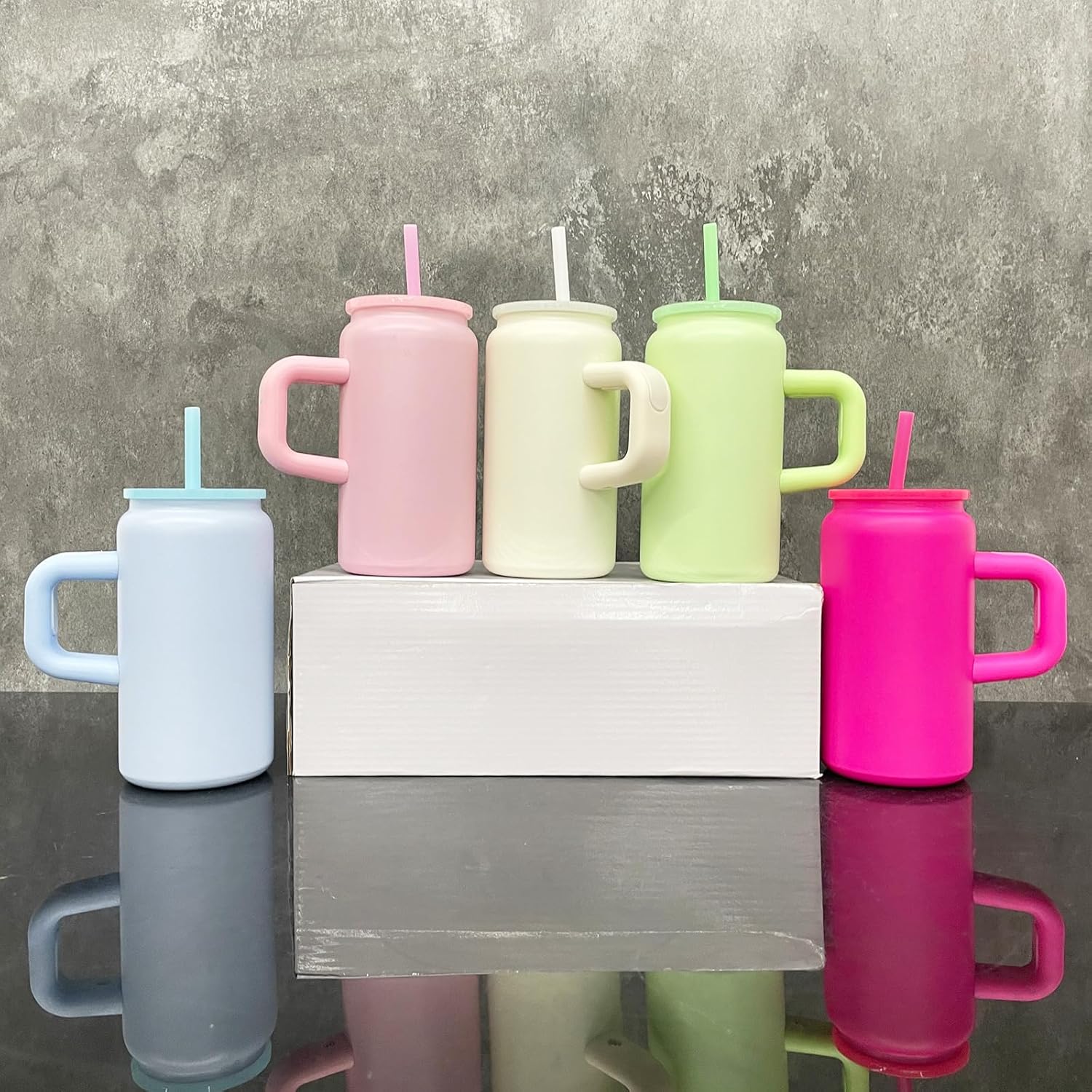 16 oz Sublimation Tumbler with Handle and Straw for Kids, Stainless Steel Sublimation Tumblers Bulk with Lids, Vacuum Insulated Iced Coffee Cups for Smoothie Water Soda DIY Gift (Rosy,1 pack) - Image 7