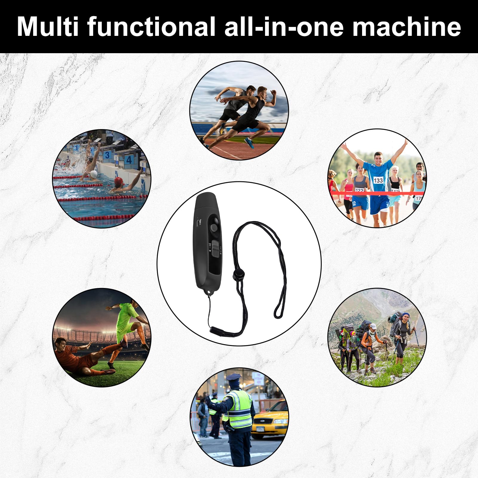 GAOUTO Fischietto elettronico con 3 toni e 2 modalità di luce LED, fischietto sportivo portatile, fischietto ad alta frequenza, fischietto di segnalazione per esterni per allenatori, arbitri, sport