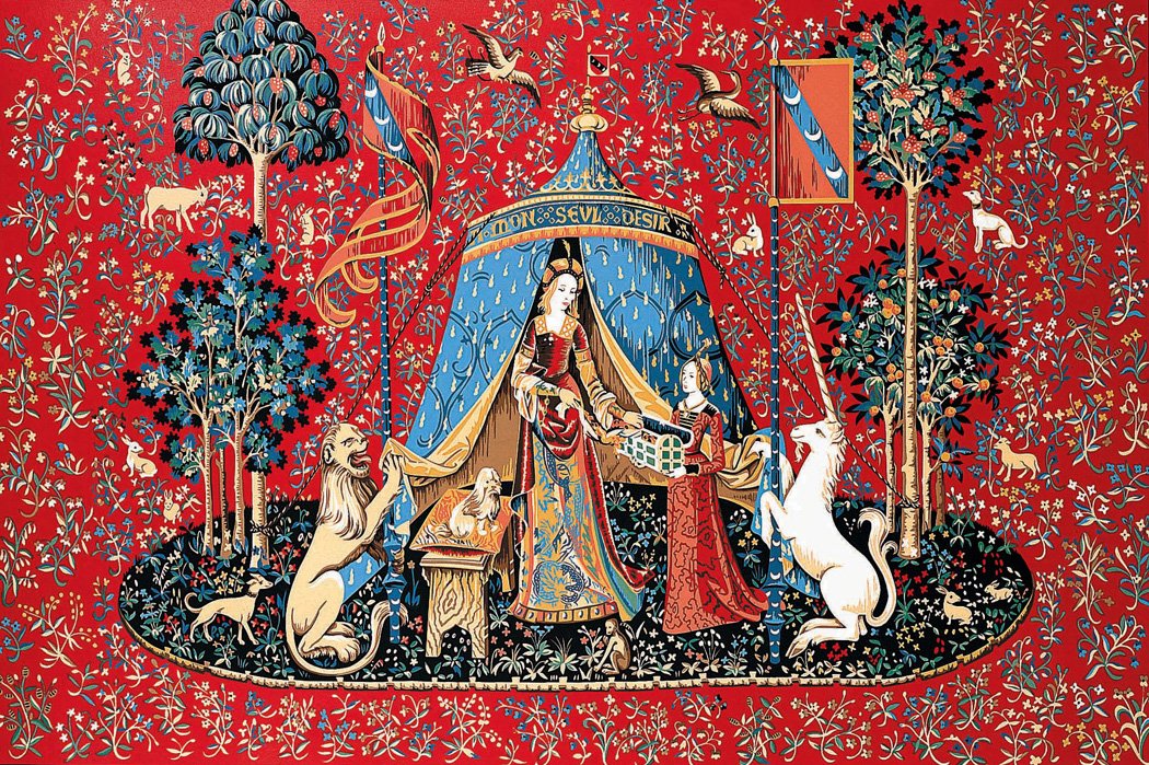 Canevas Tapisserie Imprimé La Dame à la Licorne Mon Seul Désir pour Décoration Murale Salon