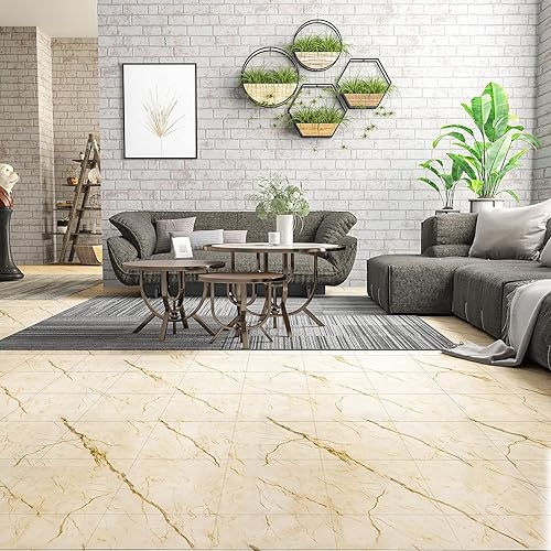 Miniatura 104 de CHICHOME Paquete de 32 azulejos de vinilo impermeables para despegar y pegar, de 12 x 12 pulgadas, autoadhesivos, removibles de mármol gris