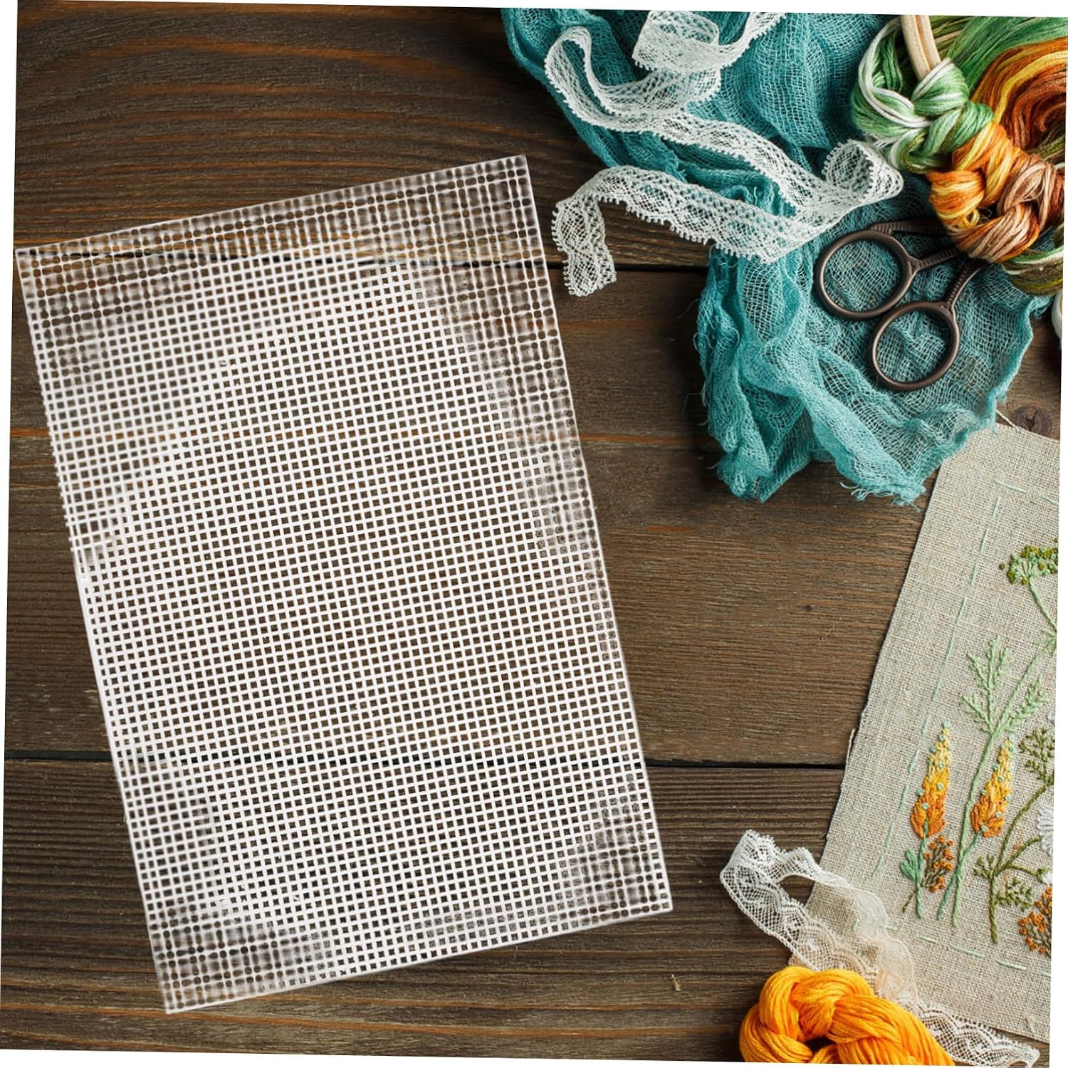 5Pcs Plastic Mesh Canvas Sheets Blank Embroidery Fabric for DIY Crafts Durable and Lightweight Crafting Mesh for Needlework Projects Easy to Carry and Use