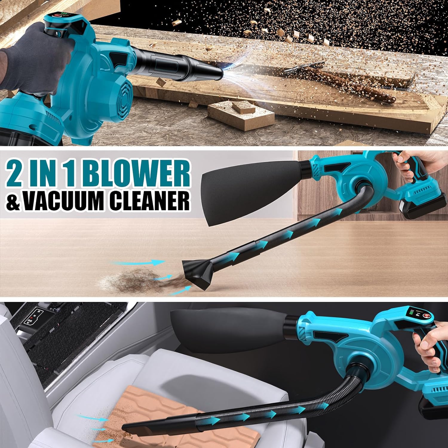 Soffiatori per foglie senza fili per batterie Makita 18V, 3 velocità soffiatore elettrico aspirafoglie da giardino a batteria, Soffiatore elettrico per la manutenzione del prato e scarico della neve Soffiatori per foglie senza fili per batterie Makita 18V, 3 velocità soffiatore elettrico aspirafoglie da giardino a batteria, Soffiatore elettrico per la manutenzione del prato e scarico della neve