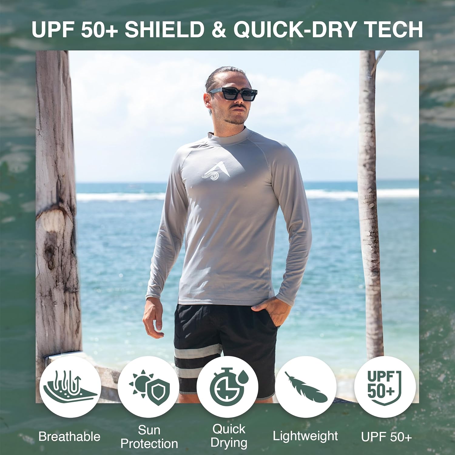 Kanu Surf Platinum Rashguard UPF 50+ Sun Protection Long Sleeve Swim Shirts for Men-Premium Rash Guard for Men - Image 2