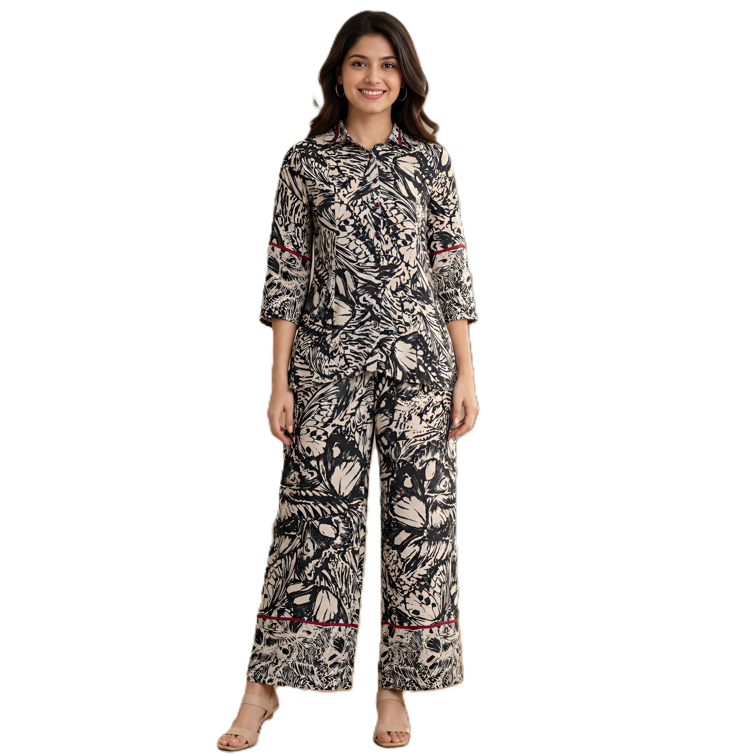 Women's Cotton Printed Two Piece Co-Ord Set-image-19