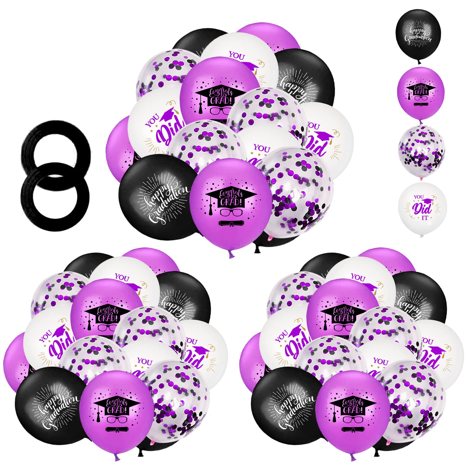 Photo 1 of 6 PACK*
Graduation 2023 Decorations Party Balloons - 12 Inch White Purple Black Confetti Graduation Balloon Kit for High School College Nursing Graduation Party Favors, 42 Pack 42 Black Purple Kit