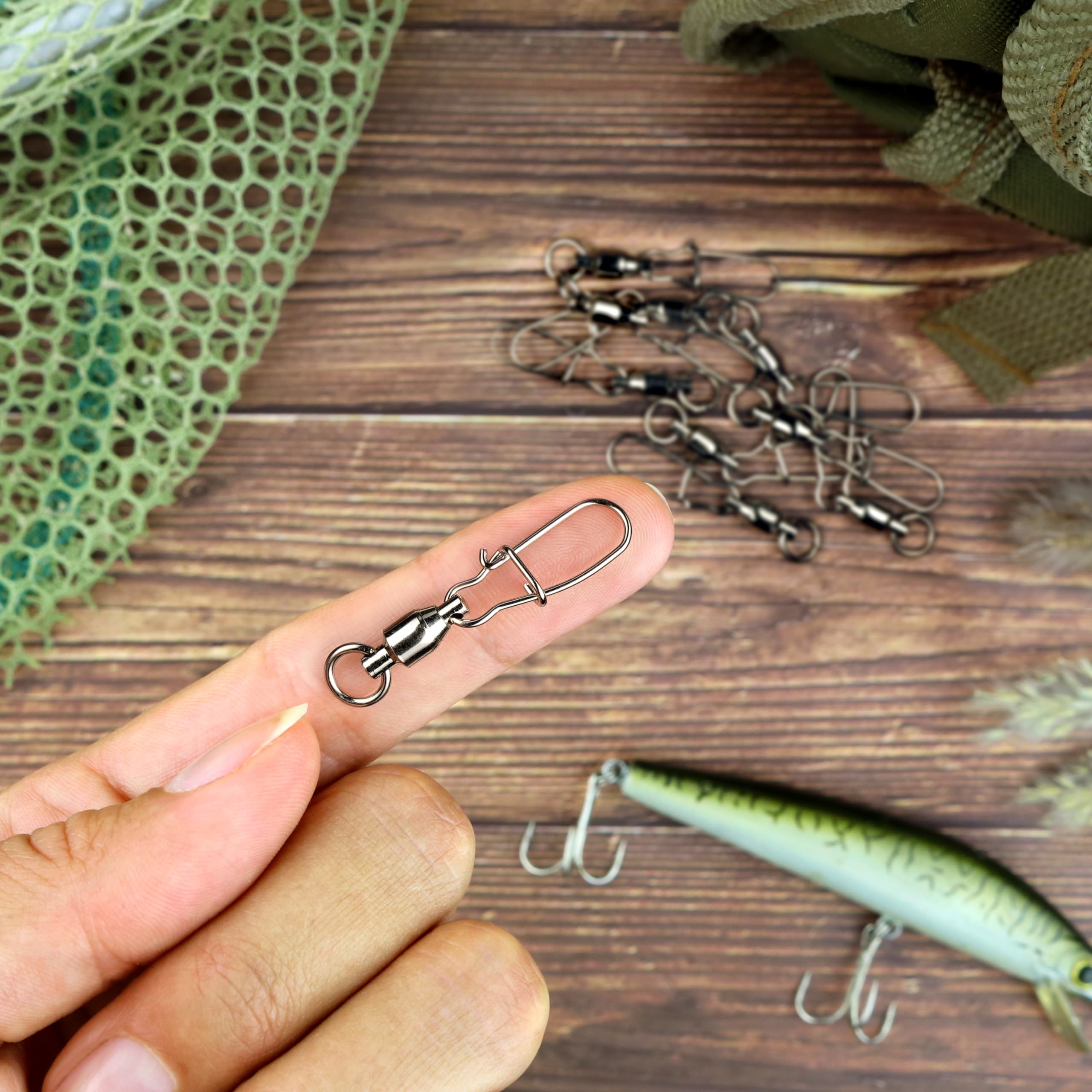 AMZfishing® 10x o 25x Girelle a cuscinetto con Fast-Lock in 11 dimensioni | Girelle con moschettone per pesca | Set di girelle da pesca | Girelle per pesca Girelle da acqua salata