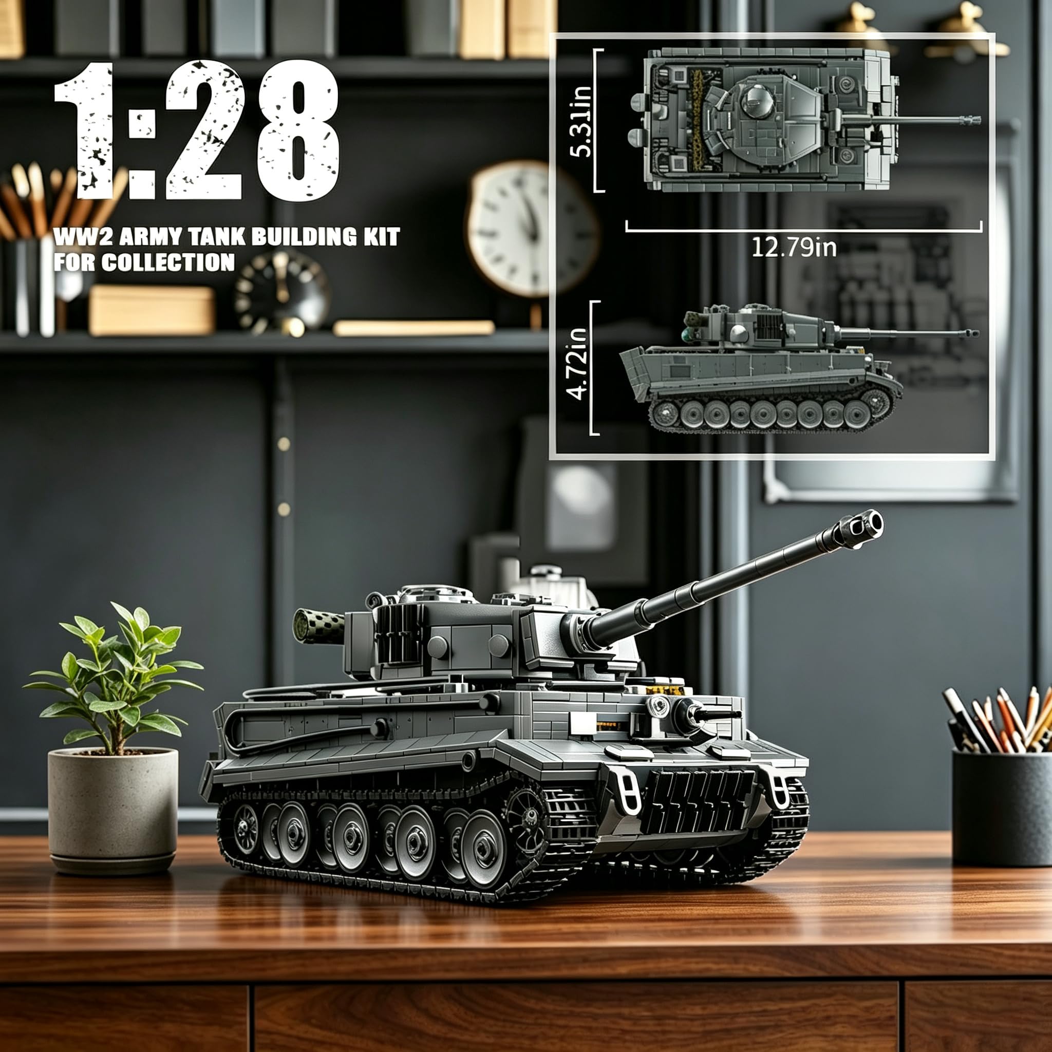Juego de bloques de construcción de tanque de tigre militar, 1668 piezas, tecnología WW2, juguete de construcción 1:28, tanque de combate, modelo de carro de combate, coleccionable, regalos para