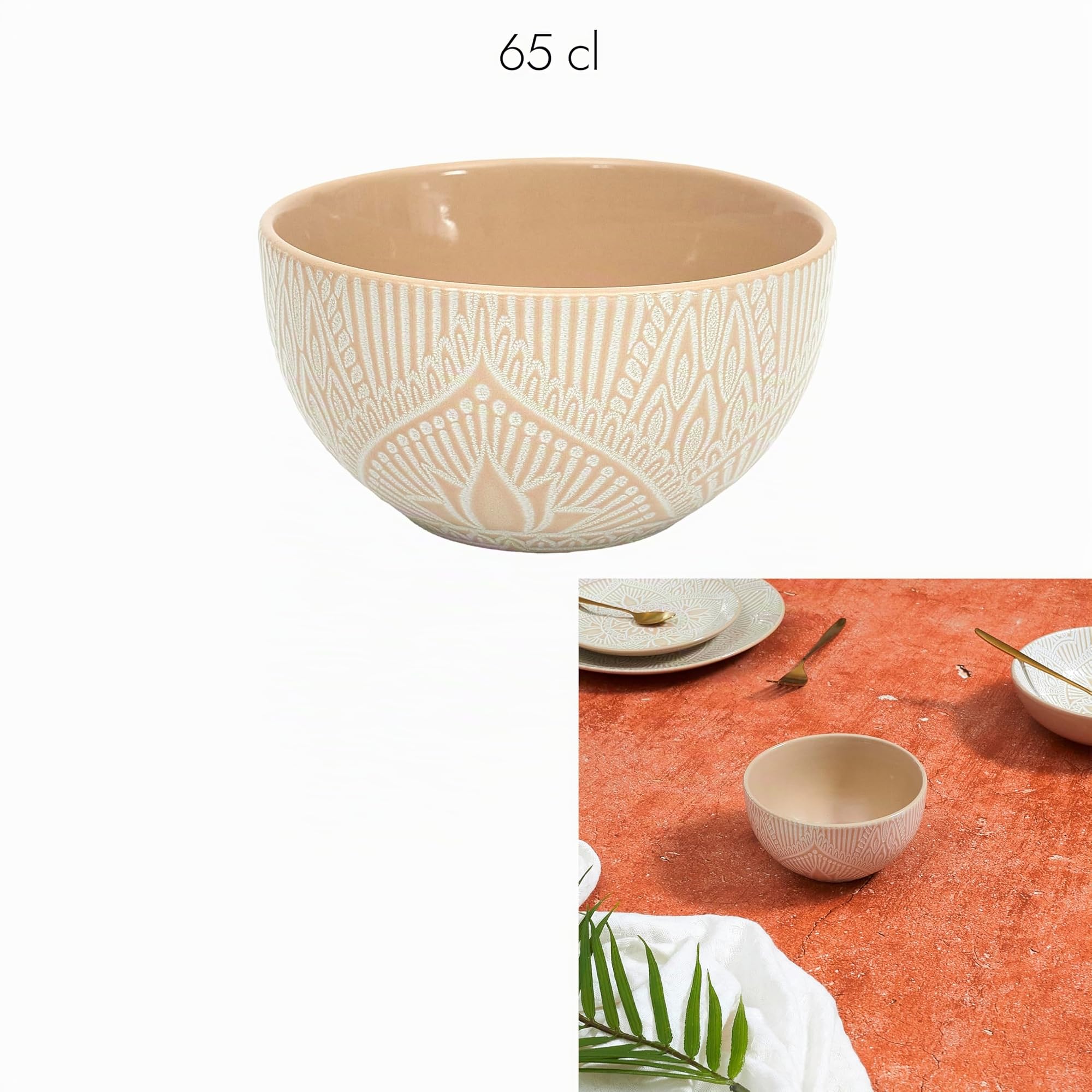 HOME DECO FACTORY Bol Sahara en Céramique 65 cl Soupes et Salades Beige