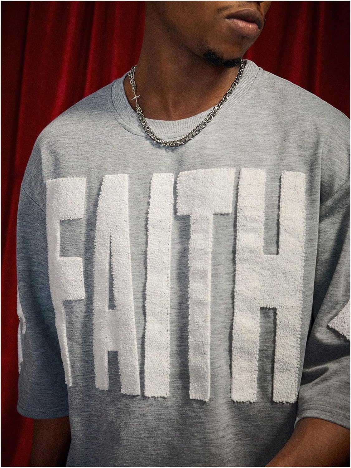 Verdusa Men's Oversized Graphic Tees 3/4 Sleeve T Shirts Goth Letter Patched Tops Hip Hop Outfits Streetwear - Image 5