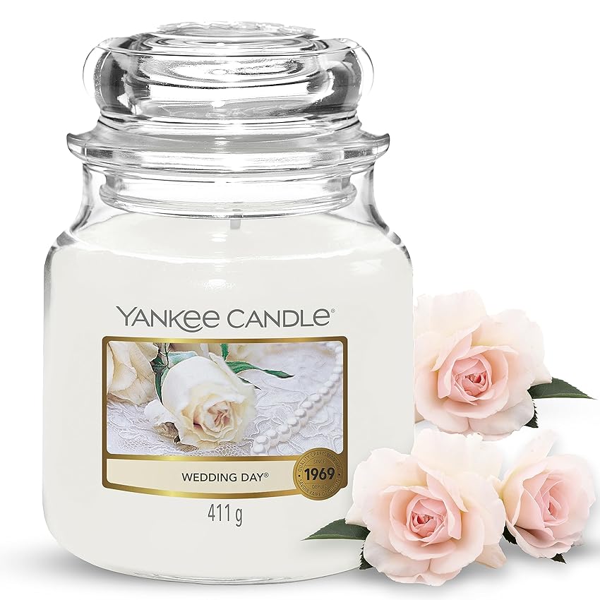 Yankee Candle Candela profumata in giara media | Giorno del matrimonio | Durata Fino a 75 Ore
