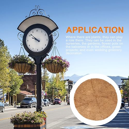 Miniatura 7 de 4 forros redondos de coco para macetas colgantes de 24 pulgadas, 100% fibra de coco natural, forro de repuesto con tamaño ajustable para macetas de