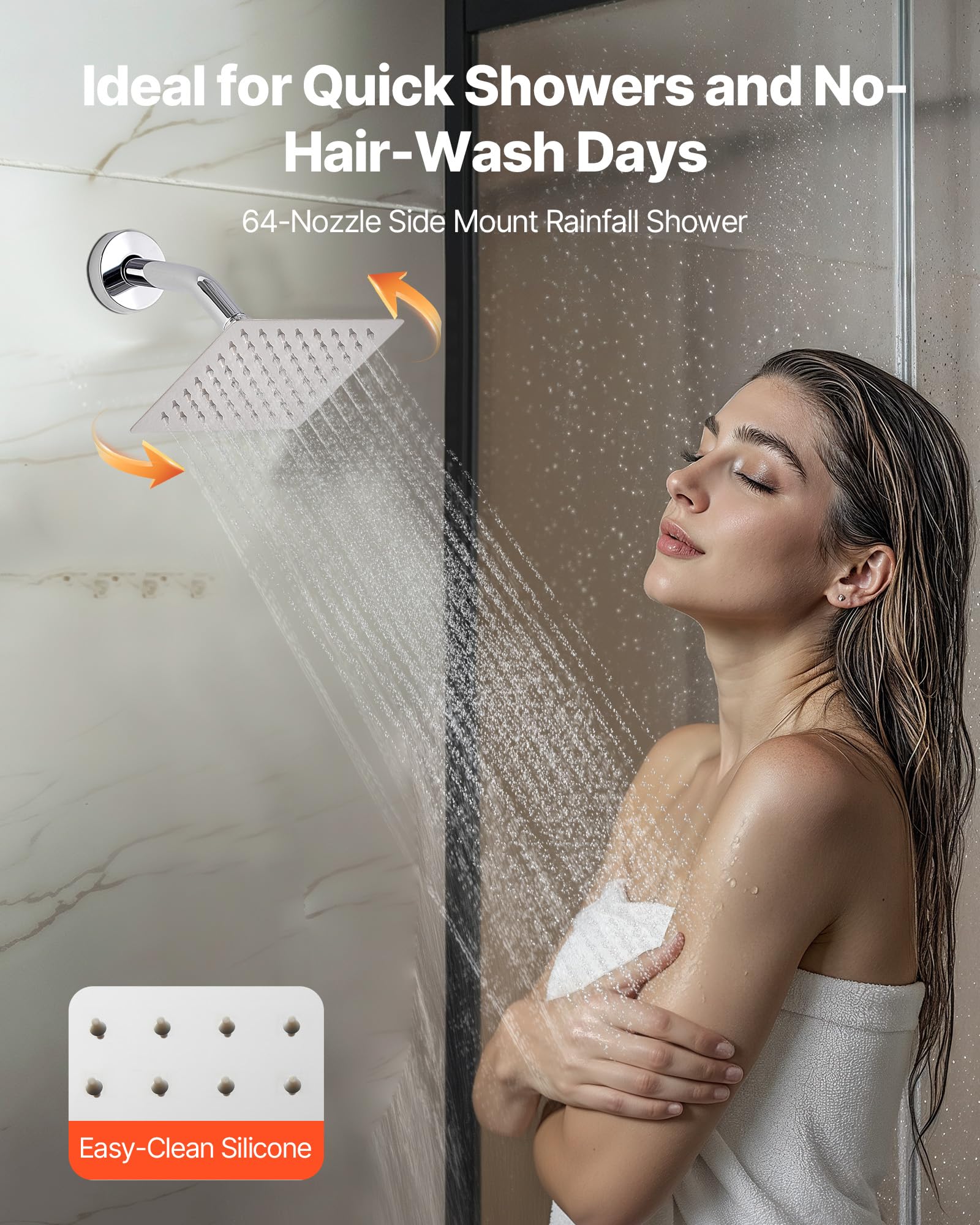 VEVOR Sistema de Grifería, con Ducha de Lluvia de 30 cm, Cabezal de Pared de 15 cm, Ducha de Mano 2 en 1, Cabezal de Lluvia Doble Giratorio 3 Funciones, Embellecedor de Latón, Termostato Cromado