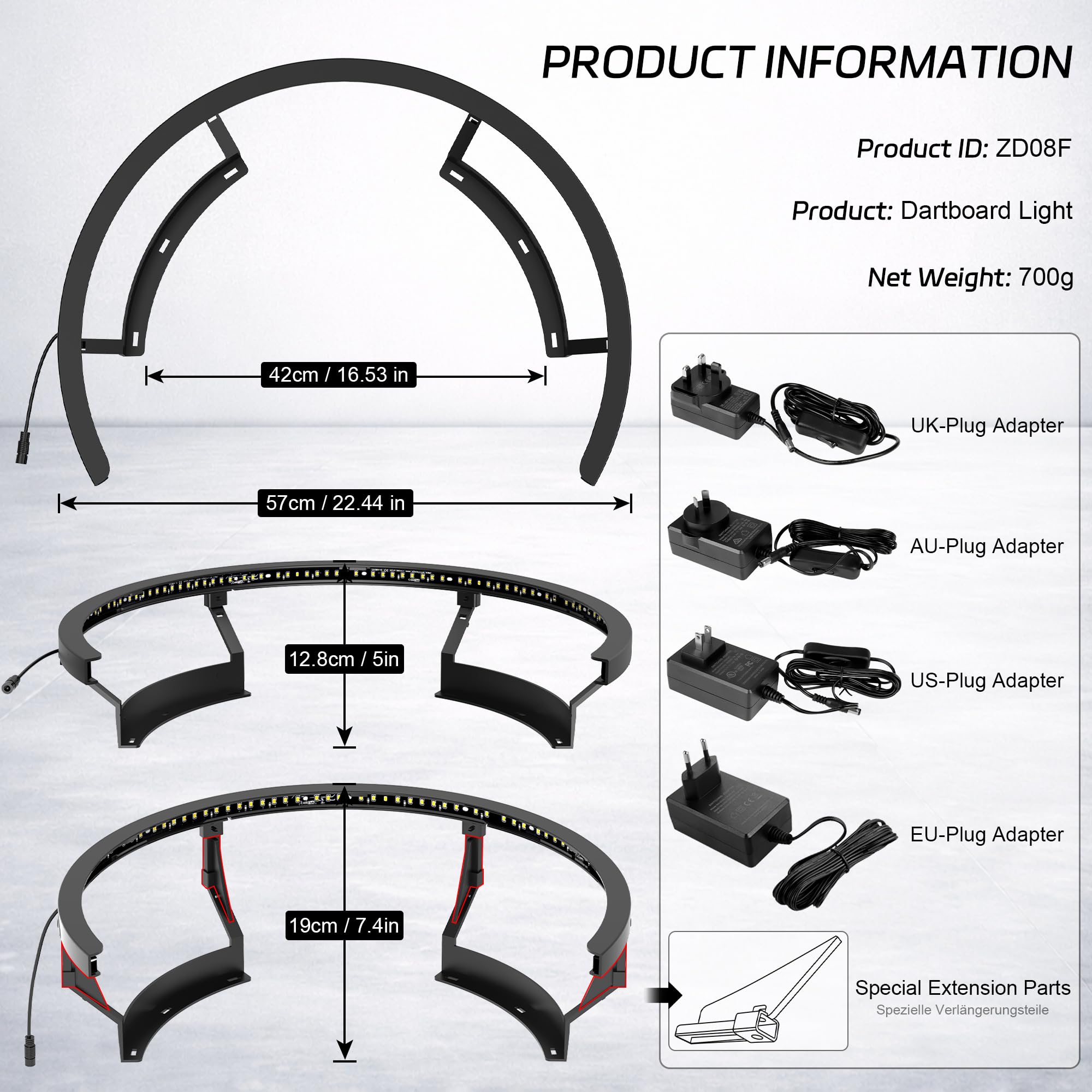 CyeeLife Dartboard Lighting System, Éclairage pour Cible de fléchettes, Anneau Lumineux LED Blanc pour Cible de fléchettes, Système d'éclairage LED pour Cible de fléchette