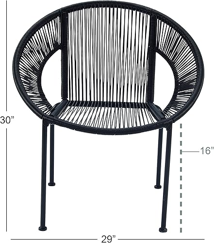 Miniatura 6 de Deco 79 Silla de exterior ovalada de ratán de plástico contemporáneo, 29 "x 23" x 30", negro