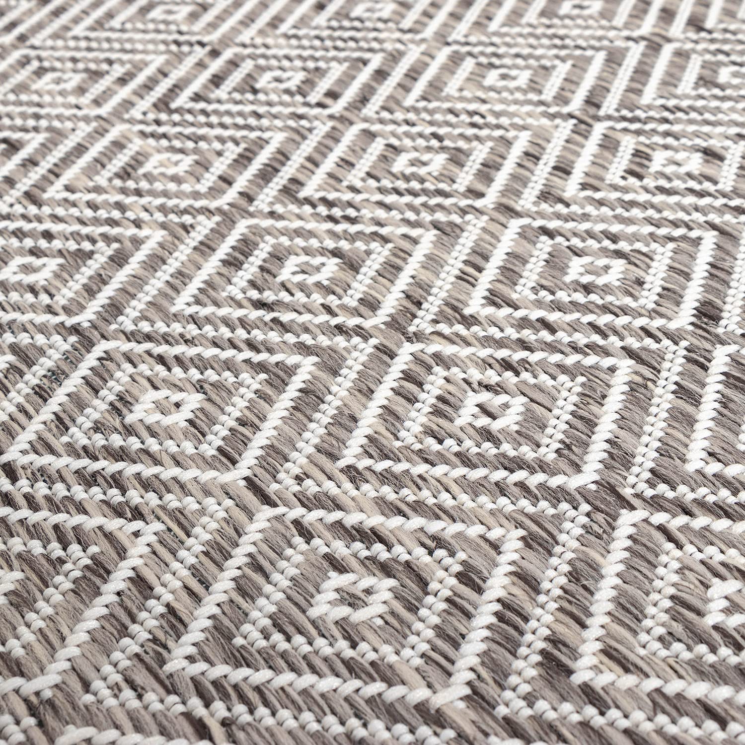 In- & Outdoor Teppich Quadrat - Summer Tile Hellgrau - 120x120 cm | Wetterfest - Synthetik, Polypropylen - Balkon, Garten / Terrasse - Terrasse teppich - Outdoor rug