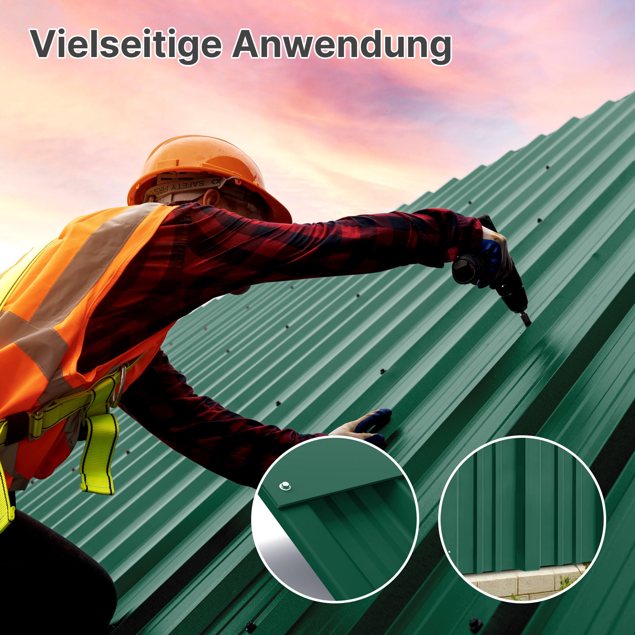 Mondeer 14er-Set Metall Trapezblech, Wellblechplatten für Dach, Dachbleche Trapezblech, Verzinkter Stahl für den Bau von Garagen, Gewächshäusern, Zwingern, 7m², 110 * 46cm, Grün