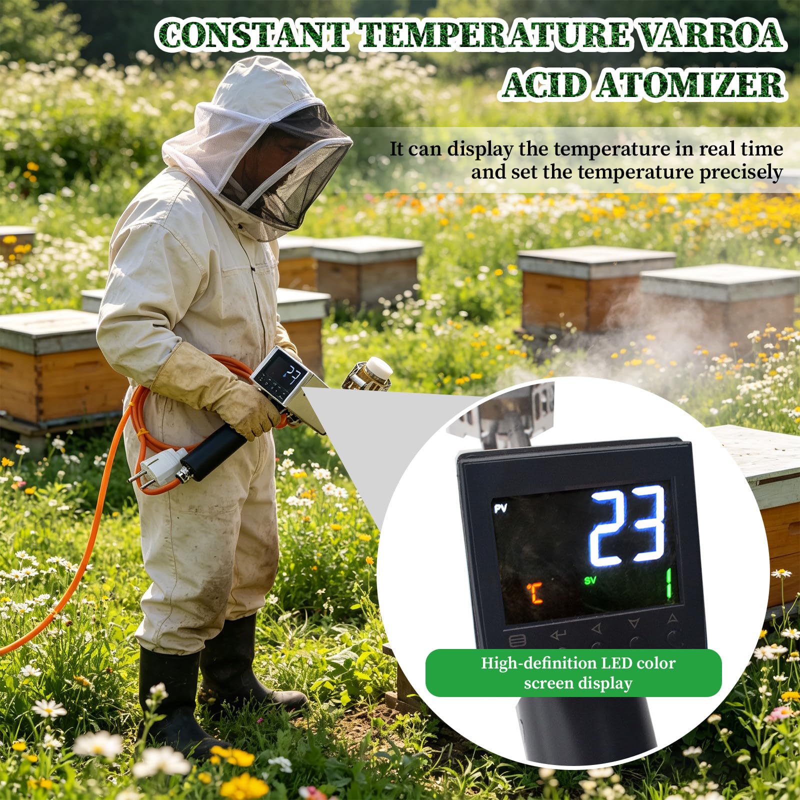 Vaporizzatore di acido ossalico,Attrezzature per apicoltura,Sublimatore portatile di acido ossalico, isolamento termico, per apicoltore