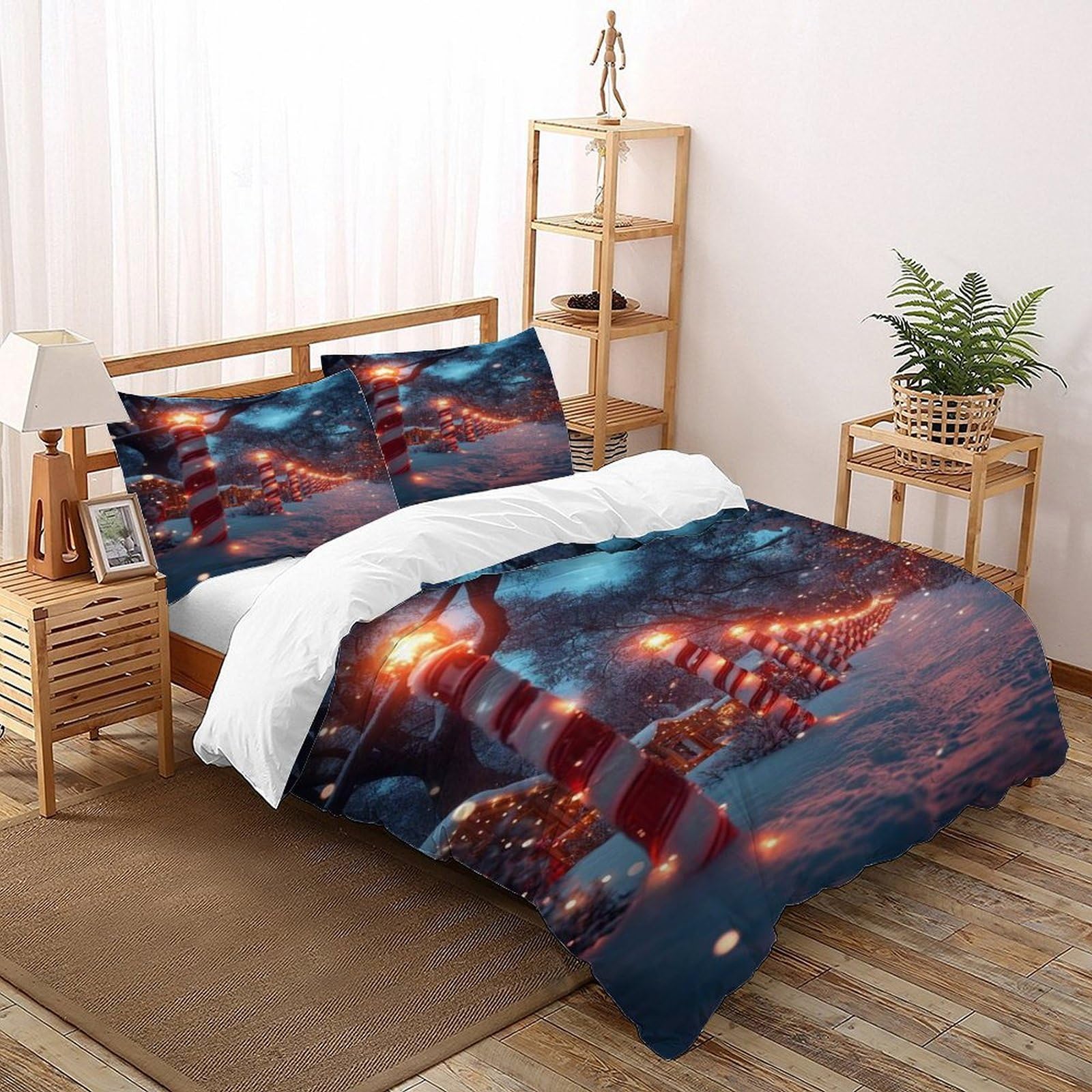 Housse de couette Noël 3 pièces microfibre 200x200 cm lit double