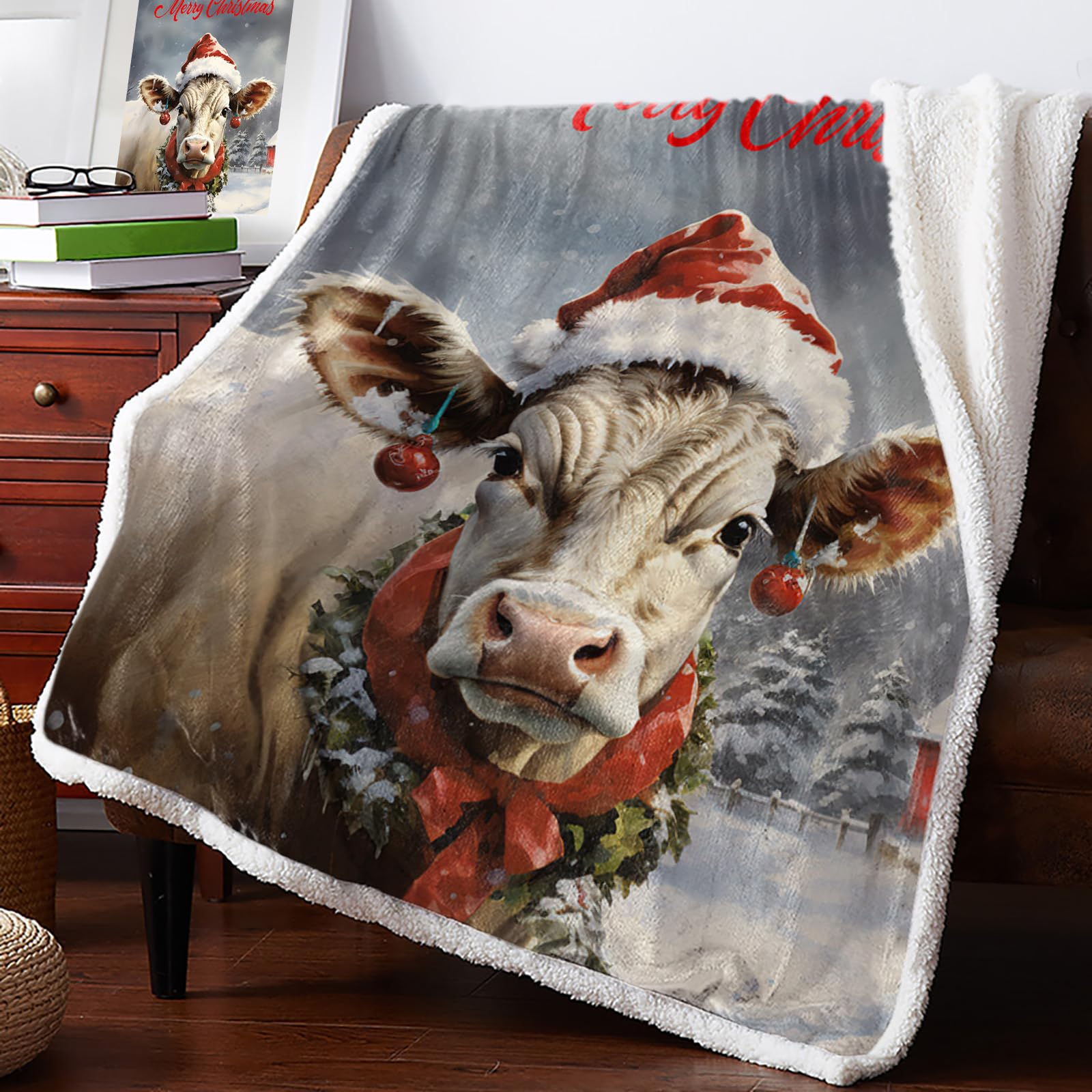 Amazon.com: LBDOMOV Christmas Cow Warm Soft Fleece Throw Blanket - Cozy  Plush Lightweight Blanket | Winter Couch Bed Sofa Decorative Microfiber  Fleece Throws, Farmhouse Winter Snowy Barn 60''x 80'' : Home u0026