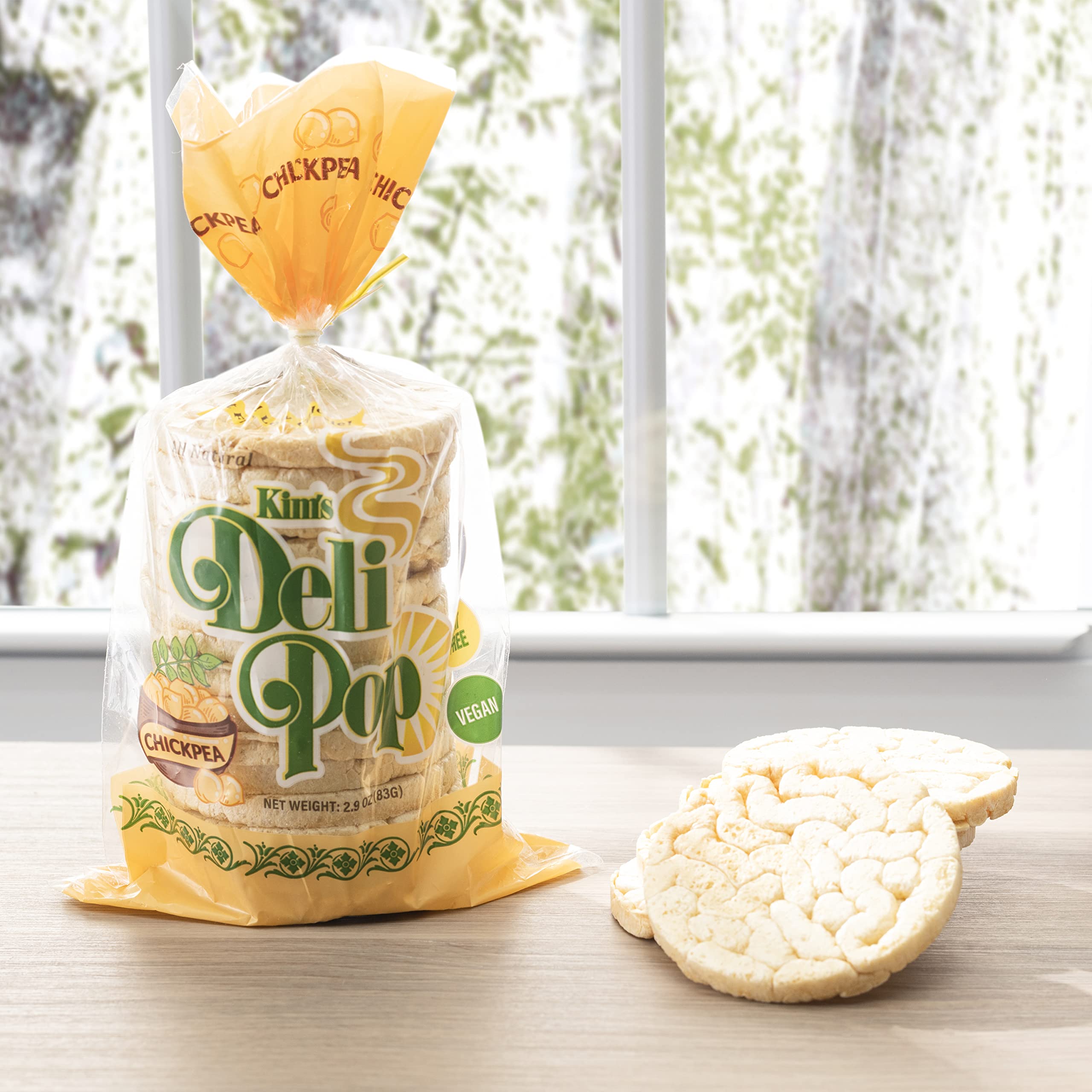 Deli Pop Grain Cakes 12 Bags | Chickpea Flavor | 15 cakes per bag | Multigrain, Natural Vegan | Sugar Free Korean Snack | Low Calorie, Low Fat, Gluten Free Ingredients (Chickpea)