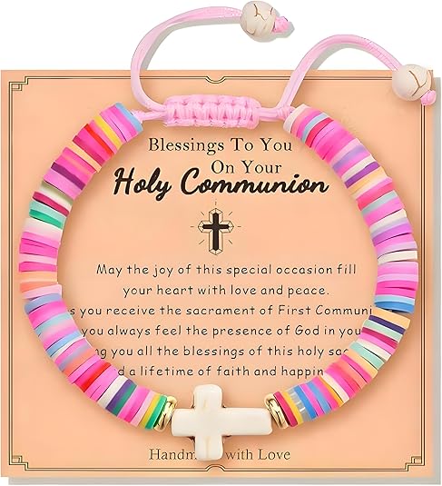 Baptism Gifts Cross Bracelet for Girl, First Communion Confirmation Bless Gifts for Teenage Girls Boys, Kindergarten Preschool Graduation Christening Gift for Daughter Granddaughter Godchild