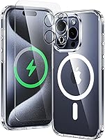 Vista 128 de FNTCASE Funda para iPhone 15 Plus: Fundas magnéticas transparentes para teléfono con protector de pantalla compatible con Magsafe Slim Anti