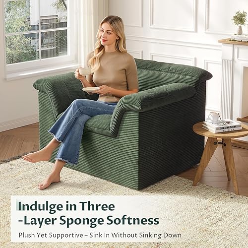 Miniatura 39 de Sofá Seccional Cloud de 51", Sofá Modular Moderno con Asiento Profundo, Cómodo Sofá Individual Comprimido, Sofás Tapizados de Pana para Sala