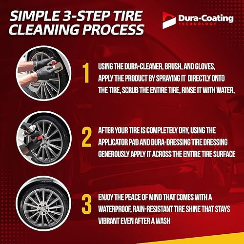 Miniatura 4 de DURA-COATING TECHNOLOGY, Dressing Total Tire Kit  Kit de coche de tamaño individual  Kit de apósito de neumáticos, limpieza y restauración para