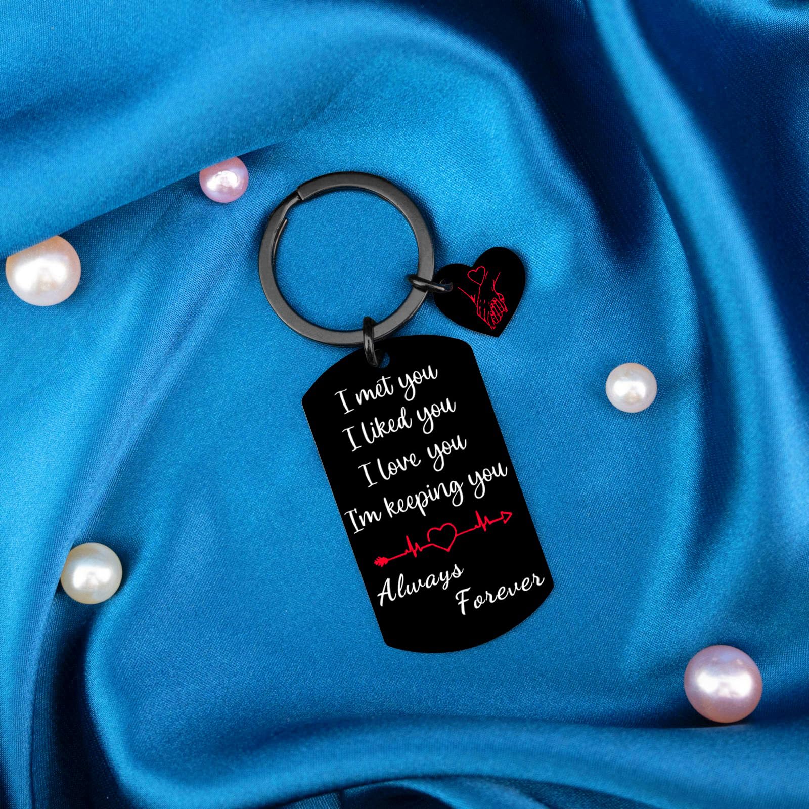 ICHRATI Romantic Gift for Her Him - Anniversary, Birthday, Wedding Present for Girlfriend, Wife, Boyfriend, Husband - Love You Always Forever Key Chains, Small, Black