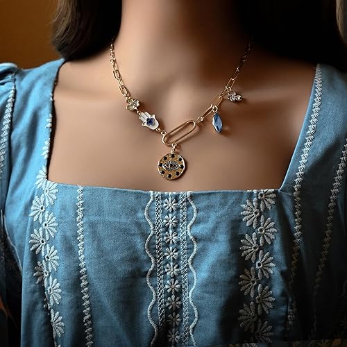 Miniatura 6 de Collar con dije de corazón de sol para mujer, chapado en oro de 18 quilates, collar con dije de corazón de cadena gruesa, collar de hip hop, collar