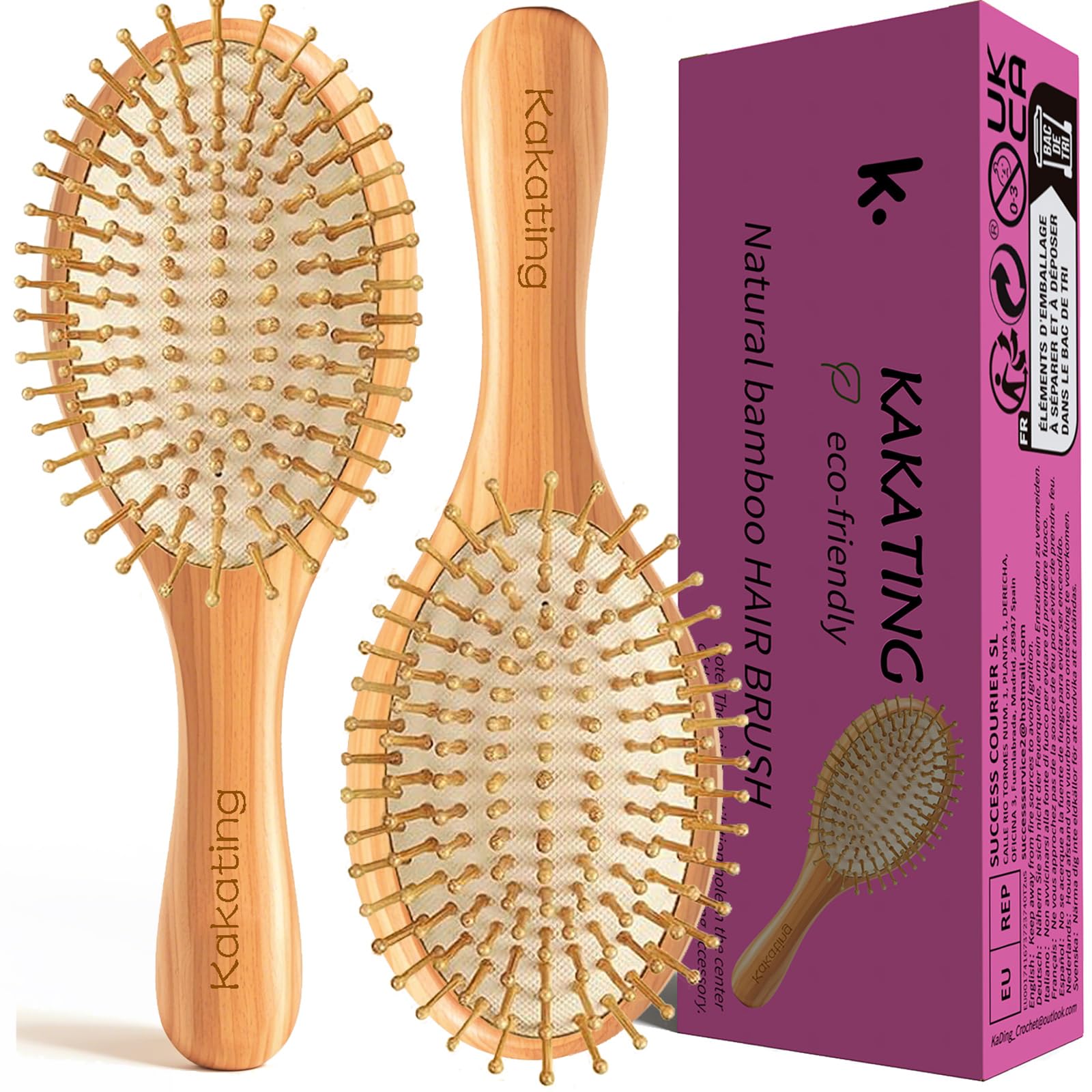 16 Cepillo Bambu Pelo Para El Crecimiento Del Cabello, Peine Madera Natural | Hair Brush Para Desenredar y Masajear El Cuero Cabelludo