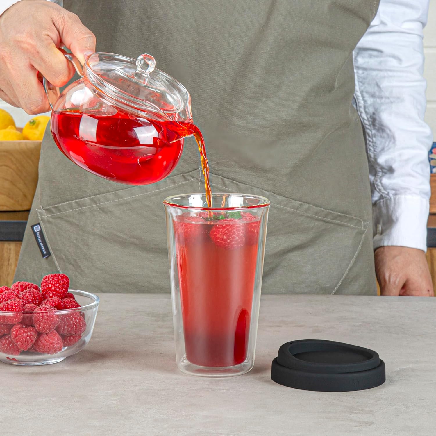 Restaurantware Glass Travel Mug 1 Count 14 Ounce Double Wall Borosilicate Reusable Coffee Cup, Spill-Resistant Black Silicone Lid, Clear Drinkware Mug for Hot and Cold Beverages - Image 5