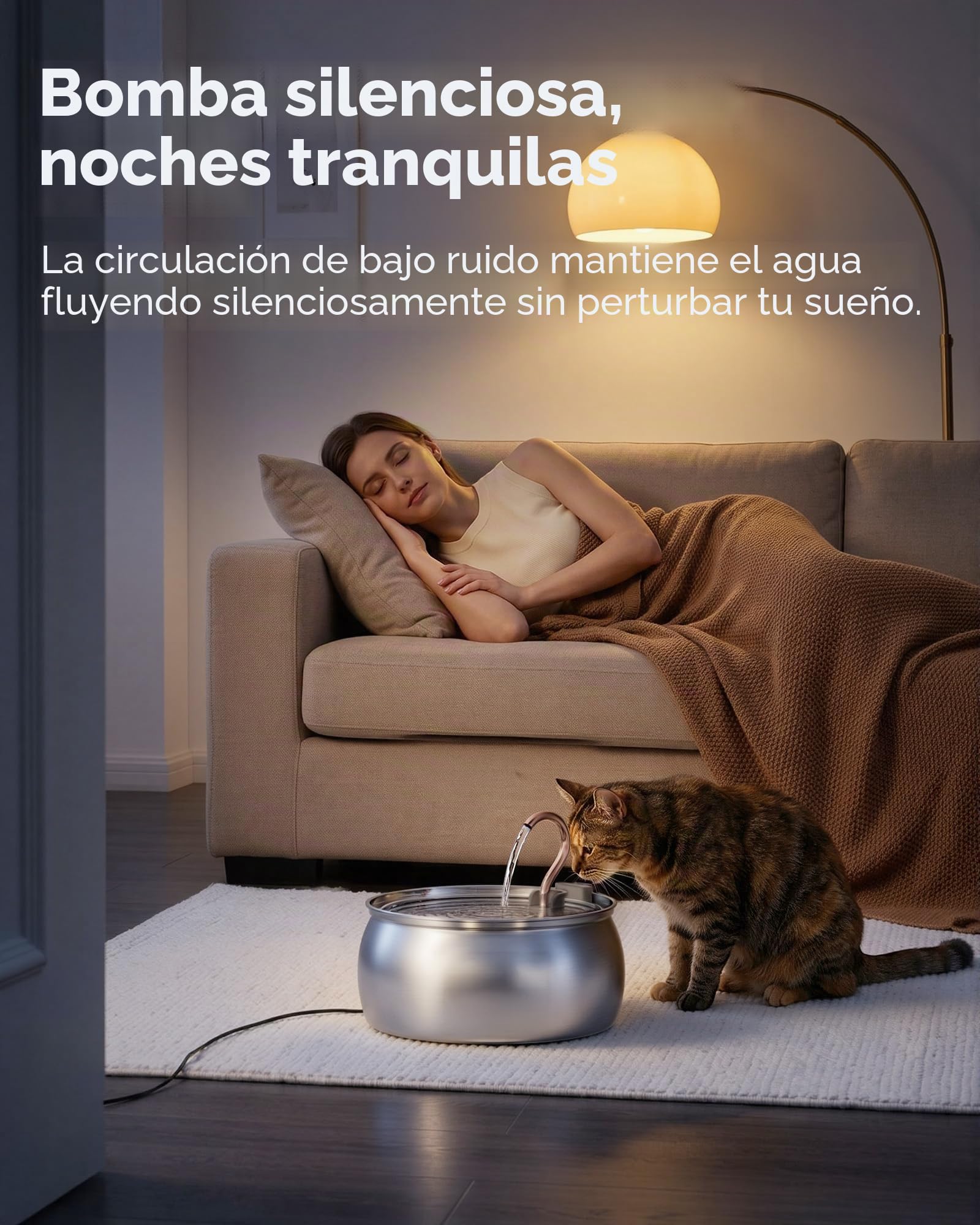 TOMXCUTE Fuente para Gatos Acero Inoxidable (Acero Inoxidable+Latón + plásticos)