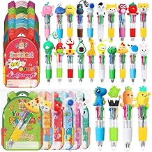 24 Sets Happy Birthday Classroom Gifts Multicolor Pens in One 4-in-1 Cute Pens with Inspirational Cards Bulk Colorful Ballpoint Pen for Teacher Prize Supplies(Fun)