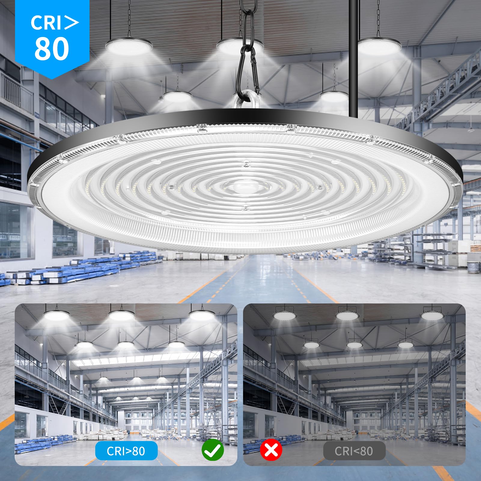 1000W Led UFO High Bay Light Cold White 6500K 100000lm AC 210-220V IP65 Waterproof Shop Lights for Workshop — view 3