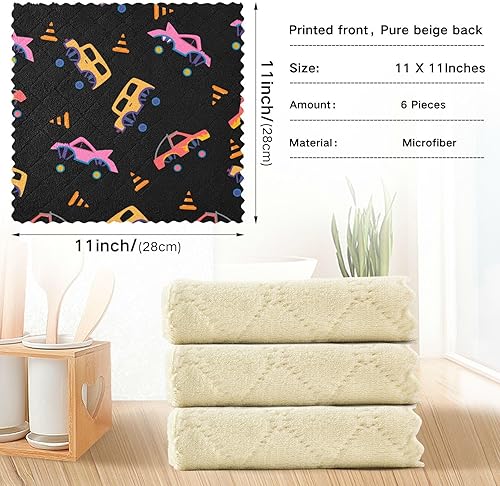 Miniatura 3 de FRODOTGV Monster Cars Cotton Decorative Kitchen Towels and Dishcloths Fast Drying Set of 6 Microfiber Absorbant Towel for Restaurant Coffee