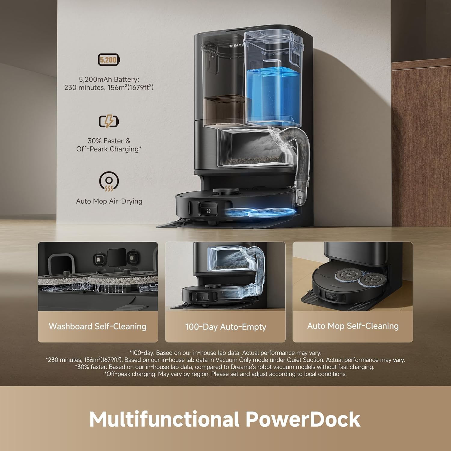 DREAME D30 Ultra Robot Vacuum and Mop, 25,000Pa Powerful Suction, All-in-One Base Station with 100 Days Auto-Empty, MopExtend Tech for Edge Cleaning, Smart Obstacle Avoidance, Black