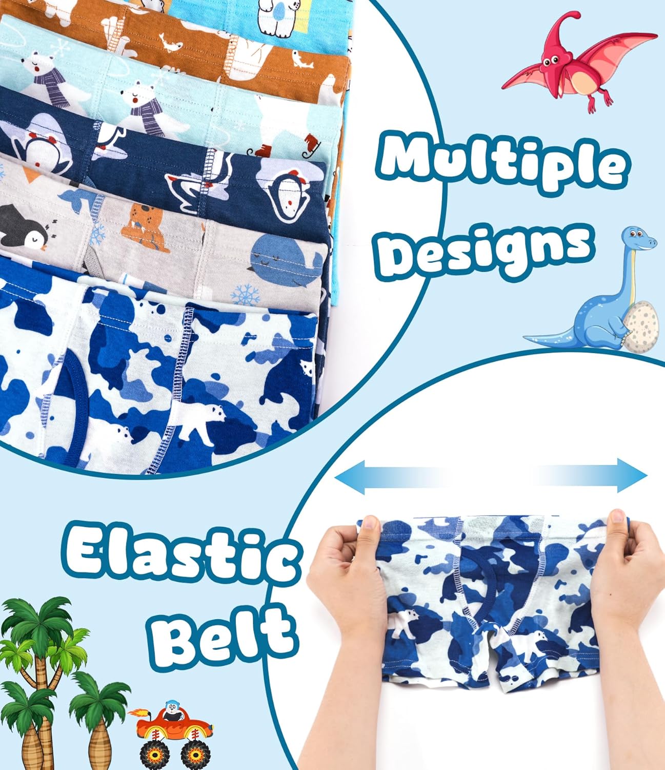 100% Cotton Boys Soft Boxer Briefs Size 18M-12Yr Tagless Underwear 6-Pack - Image 4