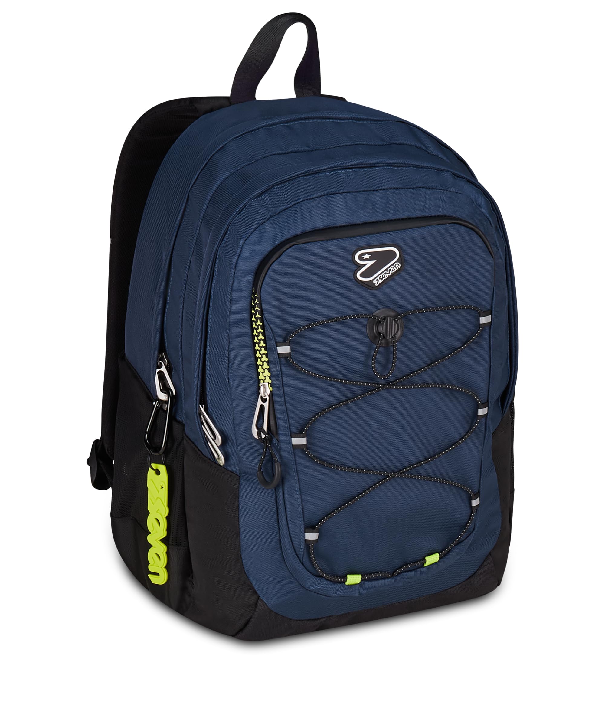Seven Zaino Scuola TECH LINE, Doppio Scomparto, Blu, 30 L, Multifunzione, Tasca con organizer, Tasca porta borraccia, Scomparto porta pc, Scuola media e superiore, Bambini, Ragazzi