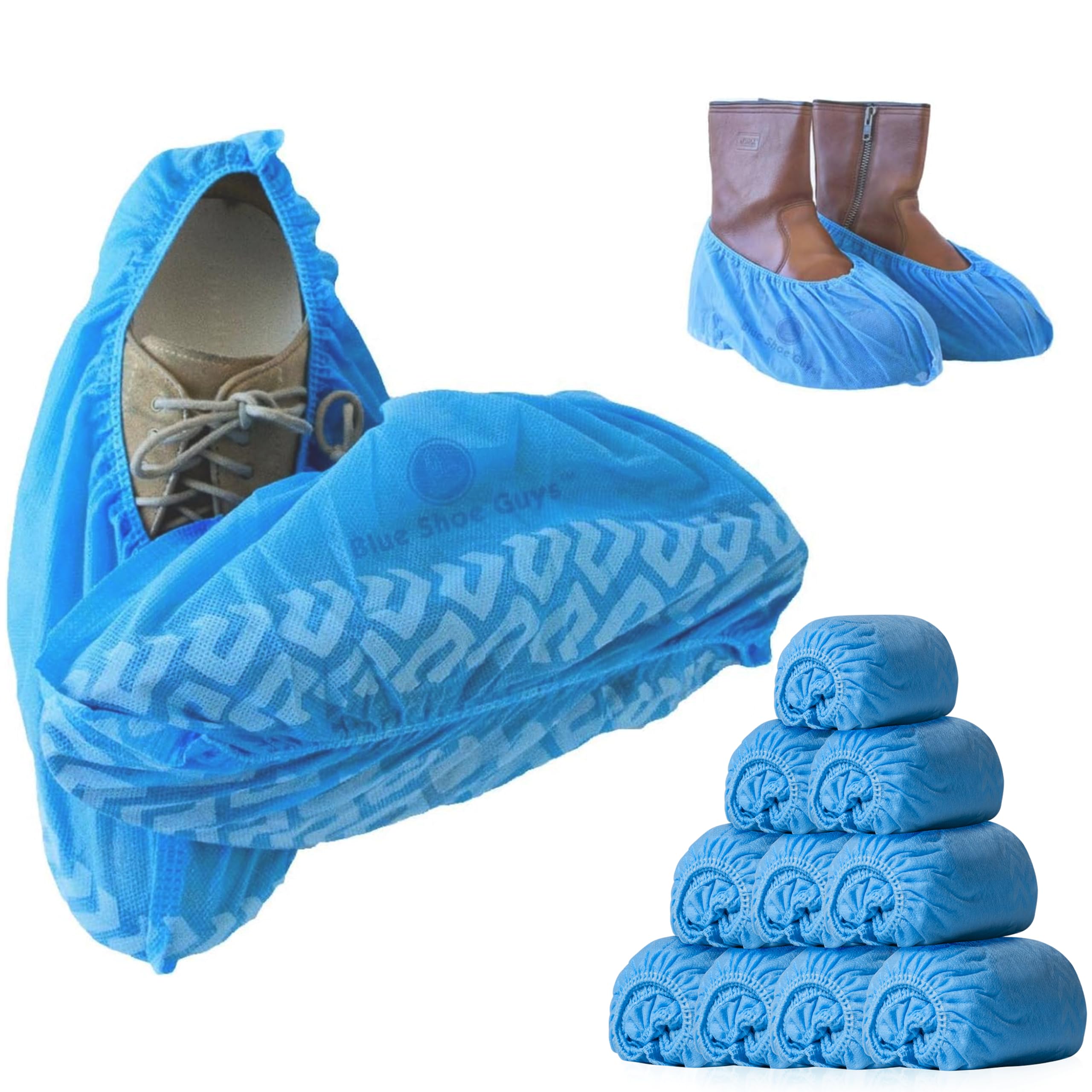 Premium Disposable Boot &amp; Shoe Covers Booties | 50 Pack | Durable, Non-Slip, Non-Toxic, Water Resistant, Recyclable Protectors for Indoor &amp; Outdoor | Large Size Fits Most Shoes