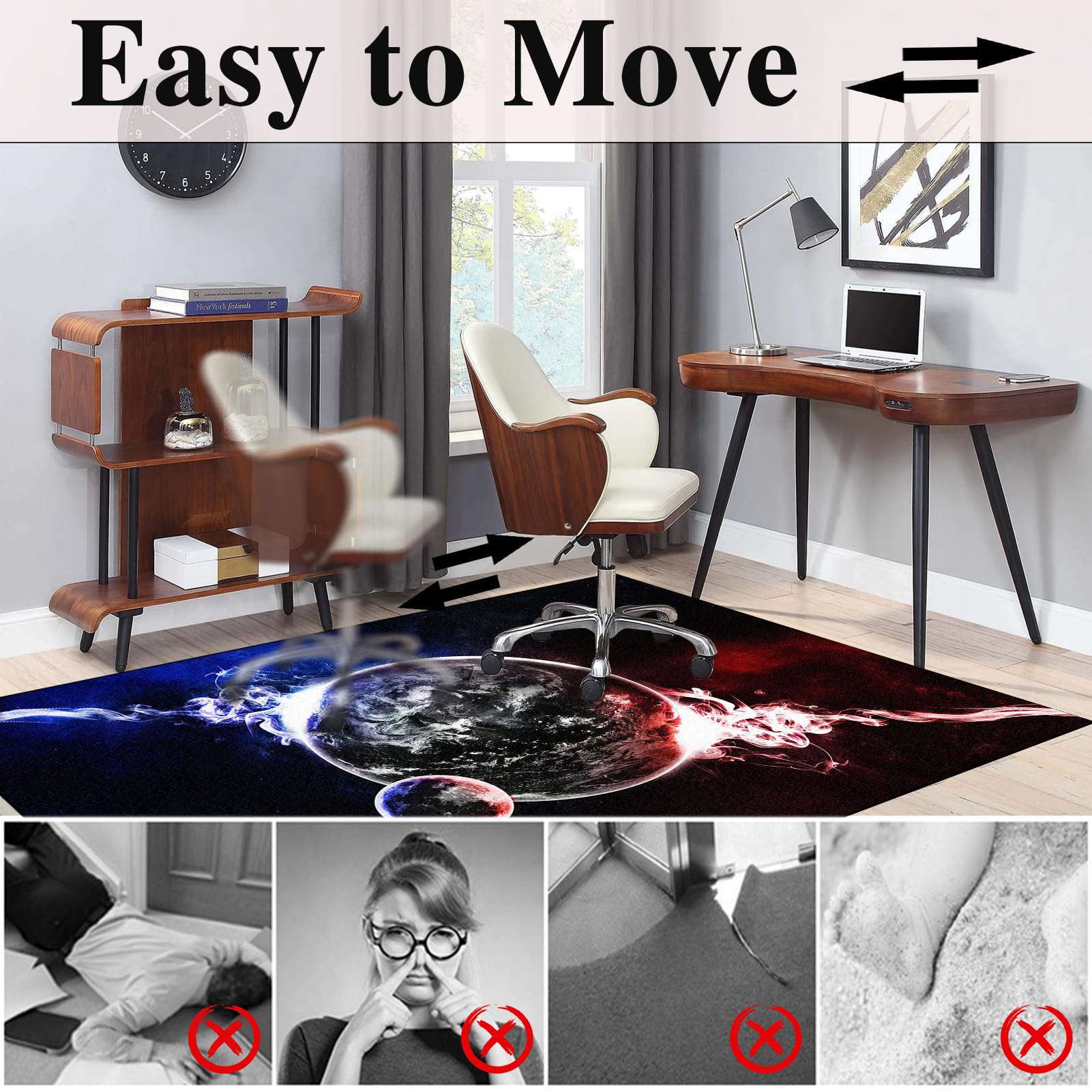 Tappeto Sedia Gaming, Ufficio Protettore del Pavimento Protezione Parquet e Pavimenti Duri, Antiscivolo, Tappetino Protettivo per Pavimenti Duri, Tappeto Salvapavimento per Home Office 180 x 200 cm